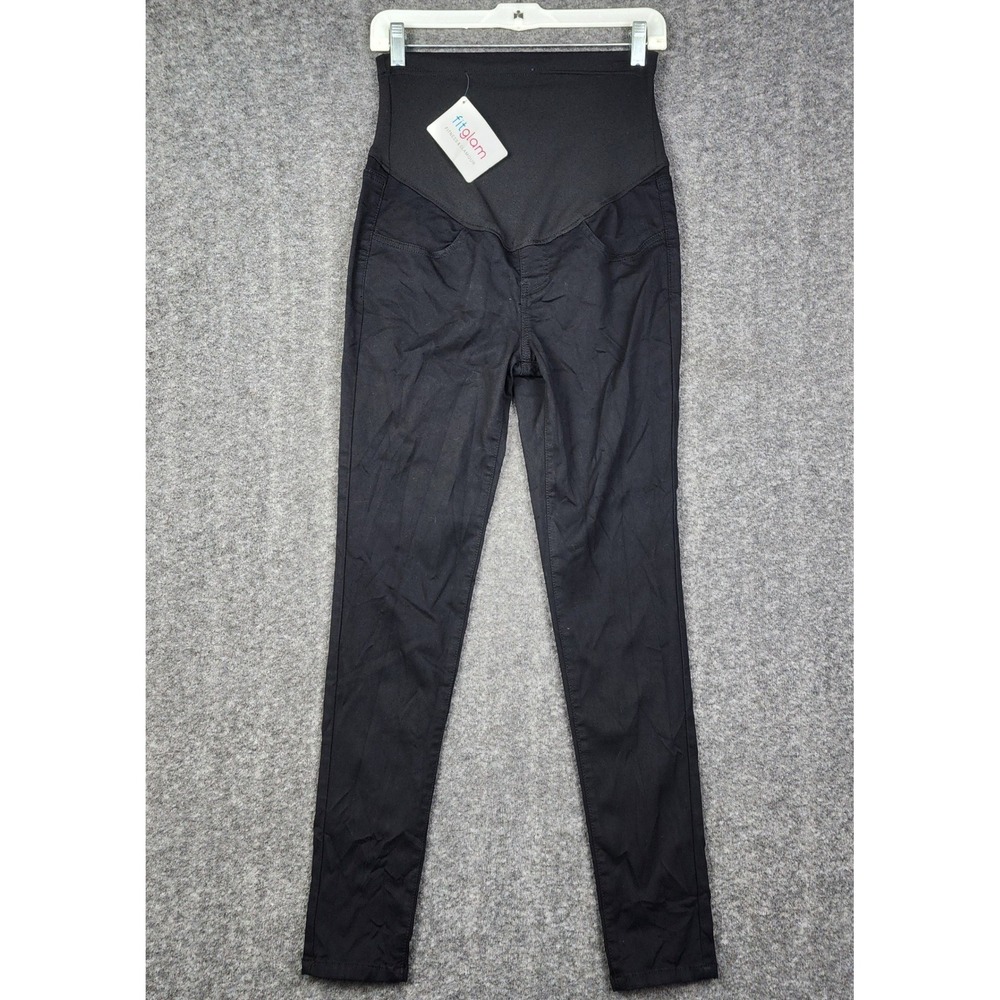 FitGlam Maternity Skinny Pants Women S Black Grey Lot‎ of 2 Over Belly Stretch